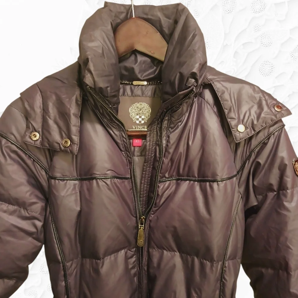 Vince Camuto Purple Long Puffy Coat With Hood & Belt NWOT - Picture 3 of 7